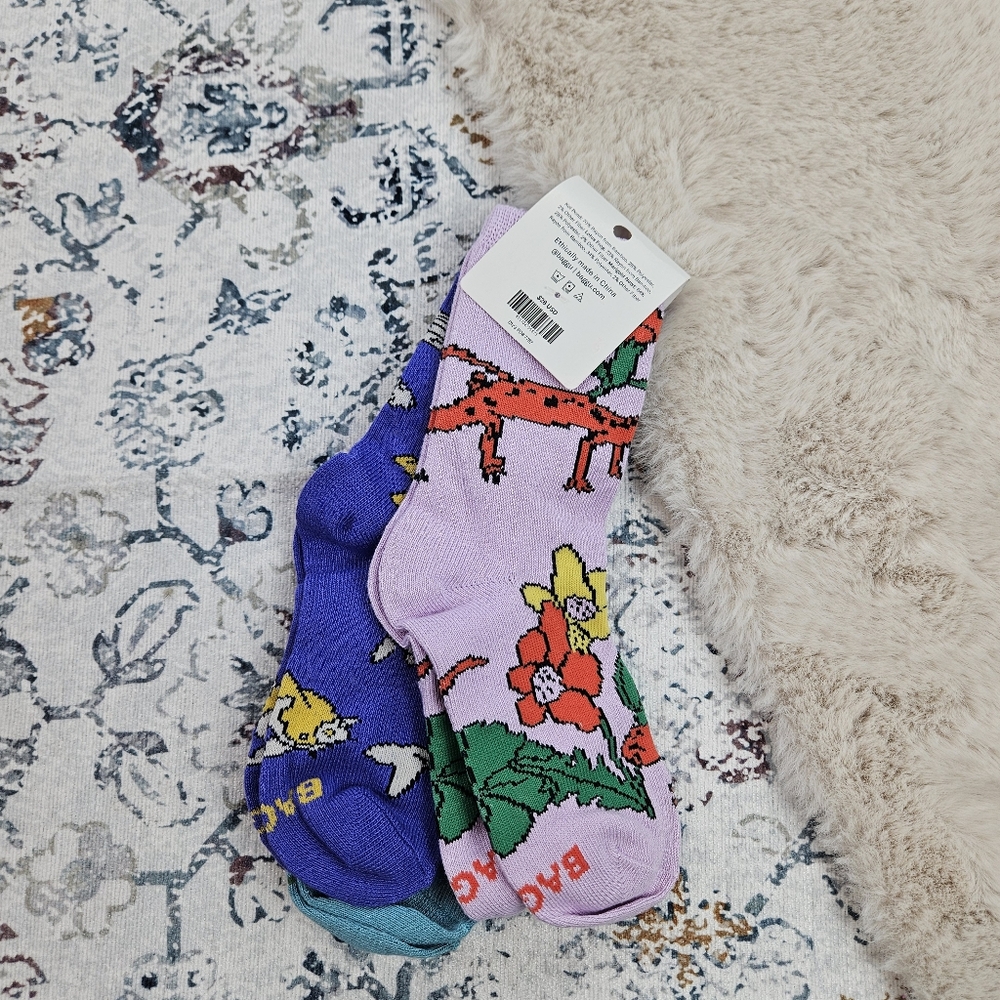 Baggu Kids Crew Sock Set of 3 Pond Friends 5-7Y - Picture 3 of 3